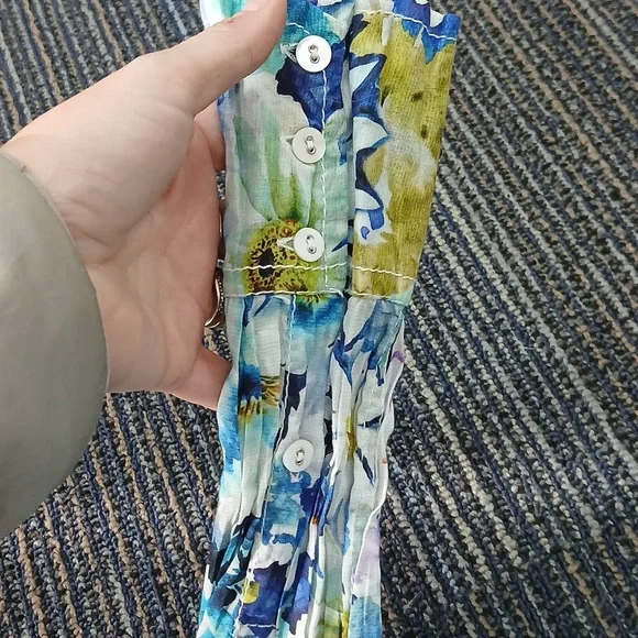 Cino La Palma Print Cotton Long Sleeve Button Down Top Size Small - Picture 4 of 6